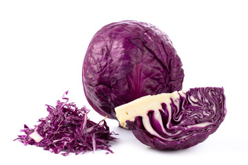 Red cabbage on white background