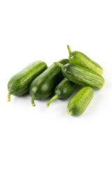 Small cucumbers on white background