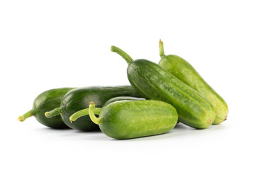Small cucumbers on white background