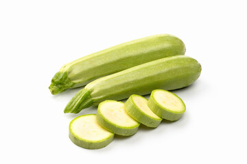 Vegetable marrow on white background in studio