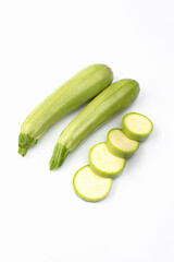 Vegetable marrow on white background in studio