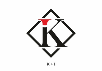 Black and red of KI initial letter