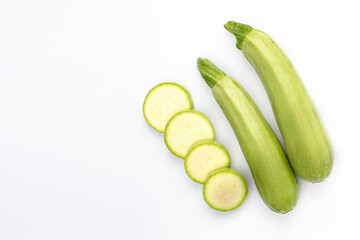 Vegetable marrow on white background in studio