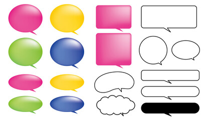 吹出し 立体的 カラフル セリフ ポップ アイコンセット ピンク 黄 青 緑 POP colorful set_dialog icon