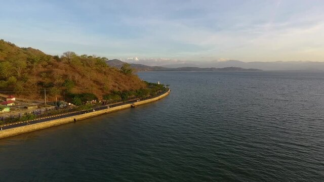 aerial view of the coastline Bima a city on the eastern coast of the island of Sumbawa in central Indonesia's province West Nusa Tenggara