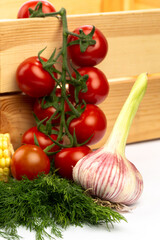 Many vegetables on white in studio