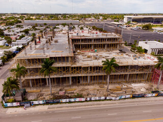 Fototapeta na wymiar Aerial photo Atlantic Village construction site Hallandale FL USA