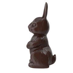 Fototapeta na wymiar Easter chocolate bunny, side view on white background