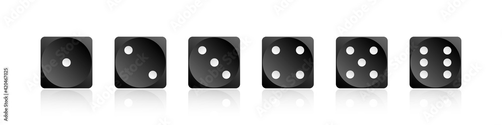 Aufkleber dice collection. game dice, isolated on white background. dice in realistic design from one to six. 