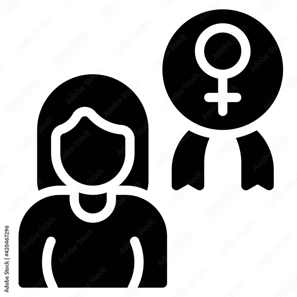 Wall mural Woman and Rosette icon, Feminism related vector