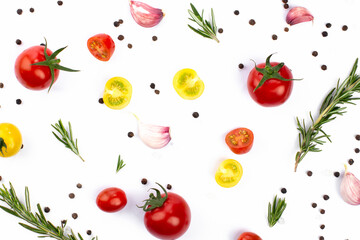 Many vegetables on white in studio