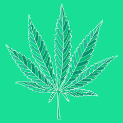 Hand drawn marijuana leaf