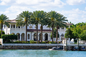Mansions in Miami Beach as seen from Collins Avenue