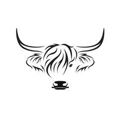 Vector of highland cow head design on white background. Farm Animal. Cows logos or icons. Easy editable layered vector illustration..