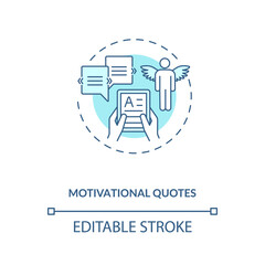 Motivational quotes concept icon. Life and success idea thin line illustration. Inspiring people for successful life. Achievement goals. Vector isolated outline RGB color drawing. Editable stroke