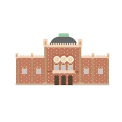 Museum, european colorful old Palace. Austrian style.  historic facade. Traditional architecture. Vector illustration flat cartoon style