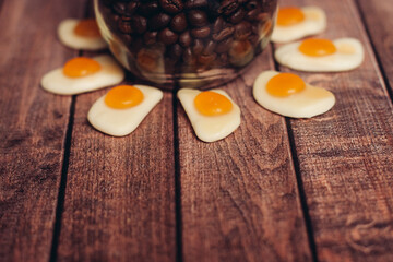 sweets and cookies for tea on a wooden table breakfast dessert