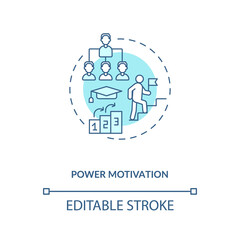 Power motivation concept icon. Motivating for control destiny idea thin line illustration. Leading projects. Leadership and mentorship. Vector isolated outline RGB color drawing. Editable stroke