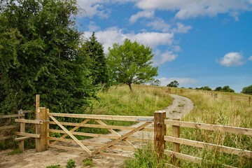 Wooden fence on the Cotswold way