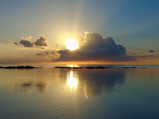 Mauritius, the beginning of sunset over the ocean