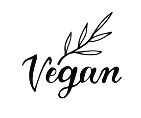 Vegan typography vector design for  organic and vegetarian stores, poster, logo. Vegan vector text. Calligraphic handmade lettering. Vector illustration
