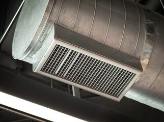 Air Ventilating tube installed on the ceiling of the office building or mall.