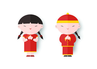 Boy and Girl in chinese costume.