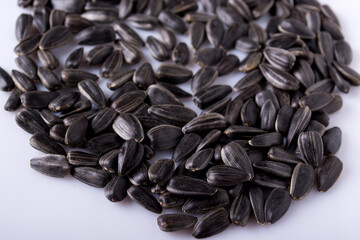 sunflower seeds. sunflower macroseeds isolated on white background