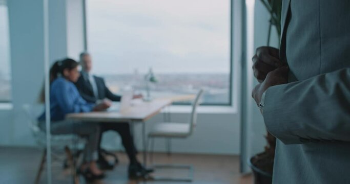 Handsome young African man at job interview 