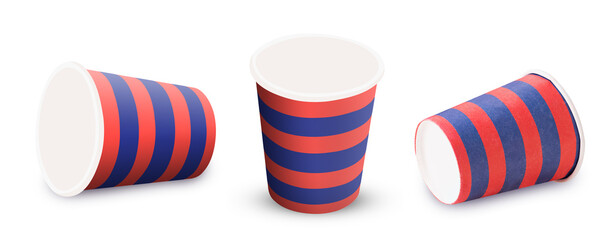 Set red-blue strip empty paper coffee cup