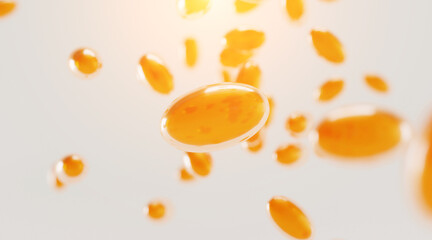 Vitamin Pill capsule illustration isolated on white background. concept skin care cosmetics solution. 3d rendering.