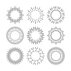 Fototapeta premium Black vector sunburst design elements set isolated