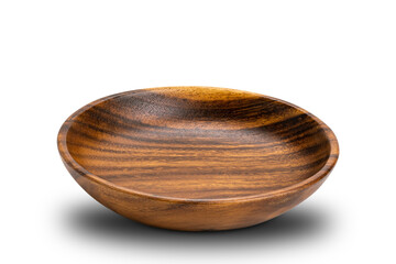 Side view of wooden plate on white background with clipping path.