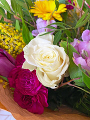 White rose in a bouquet