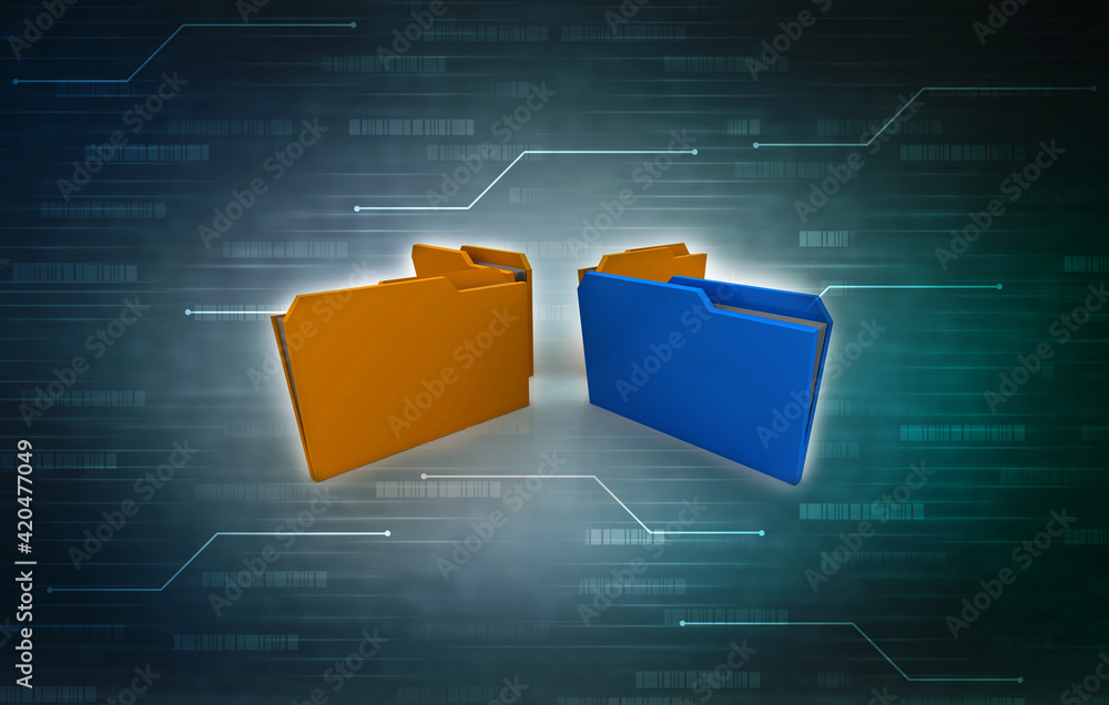 Poster 3d rendering folder with documents