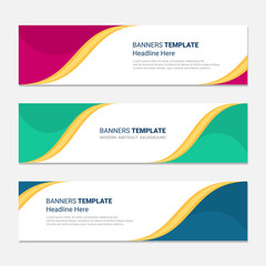 Set of horizontal modern banner design social media template background