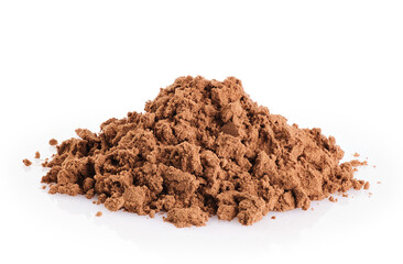 Cocoa powder isolated on white background.