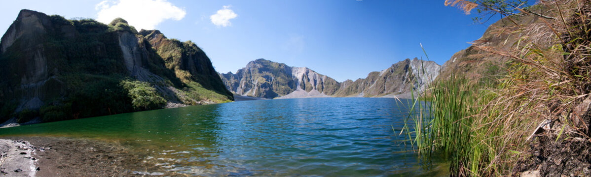 Panoramic shot of the crater lake of the volcano Mt. Pinatubo in Zambales , Philippines.