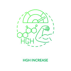 HGH increase dark green concept icon. Human growth hormone. Improve performance. Intermittent fasting benefits idea thin line illustration. Vector isolated outline RGB color drawing