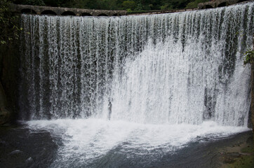 Novoafonsky waterfall. Big waterfall. Waterfall close-up