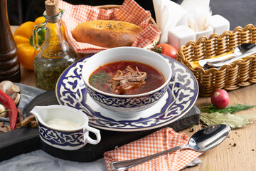 Borscht with sour cream