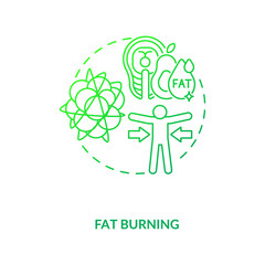 Fat burning dark green concept icon. Diet and fitness. Weight loss. Healthy eating. Intermittent fasting benefit idea thin line illustration. Vector isolated outline RGB color drawing