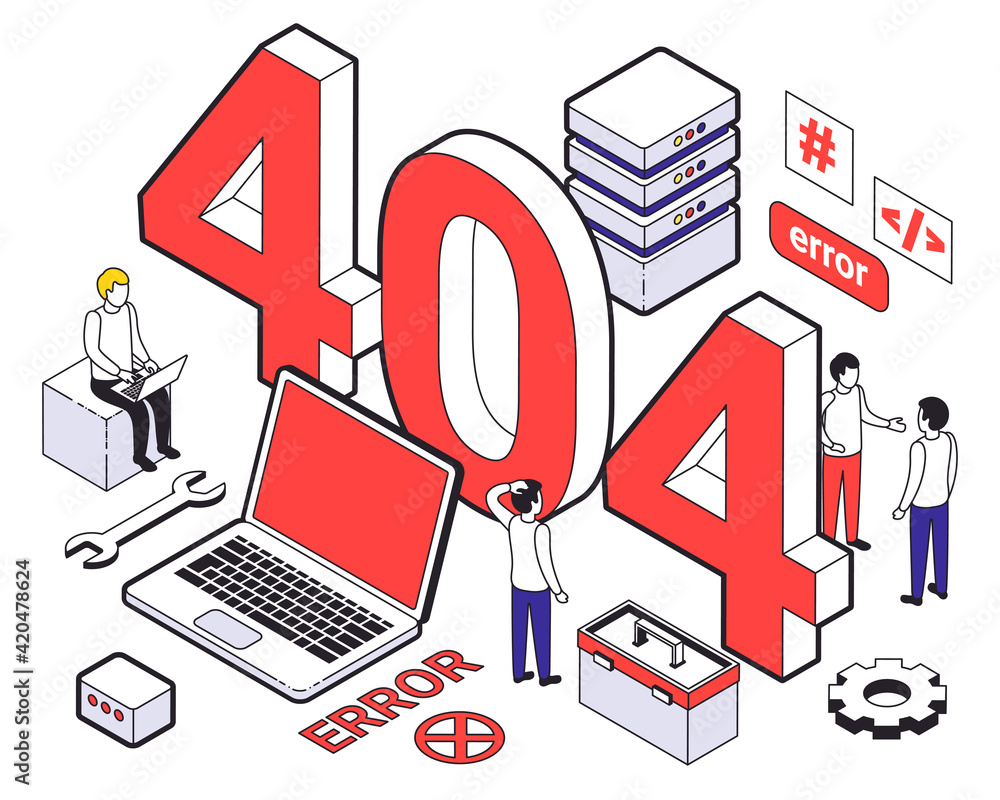 Wall mural colored web hosting isometric composition