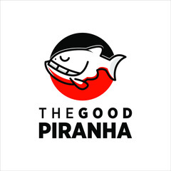 Piranha Logo Design Simple Mascot Fish Vector for Business or Industry Sticker, Label and Poster Template Ideas