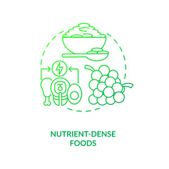 Nutrient dense foods dark green concept icon. Healthy diet. Weight loss. Improve metabolism. Intermittent fasting idea thin line illustration. Vector isolated outline RGB color drawing