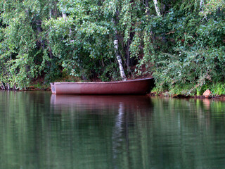 a boat in the wilderness