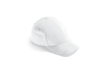 Blank white baseball cap mockup, side view