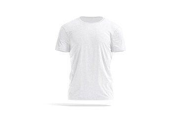 Blank white wrinkled t-shirt mockup, front view