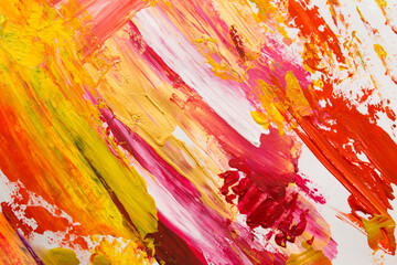 brush strokes with paint on paper. red and yellow