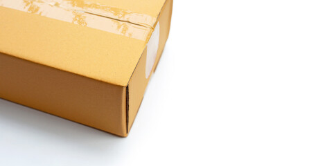 Cardboard box on white background.